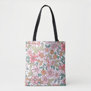 Elegant floral pattern in small hand draw flower.  tote bag