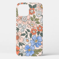 Elegant floral pattern in small hand draw flowers