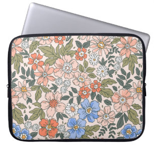 Elegant floral pattern in small hand draw flowers  laptop sleeve