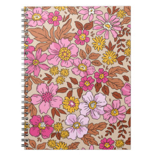 Elegant floral pattern in small hand draw flowers. notebook