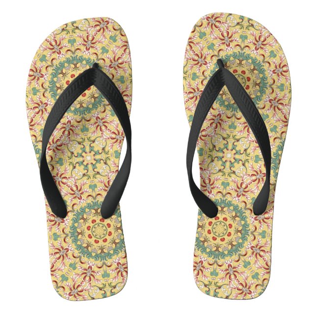 Elegant floral Pattern kaleidoscope Jandals (Footbed)