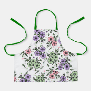 Elegant Floral Pattern Kitchen Apron with Vibrant