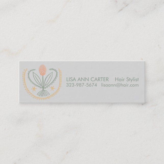 Elegant Floral Pattern Lucile Tile Soft Grey Mini Business Card (Front)
