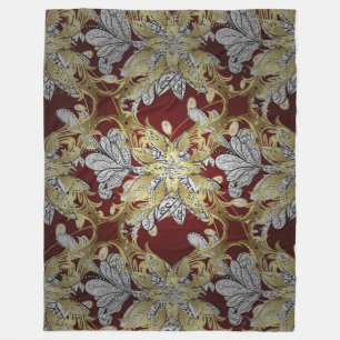 Elegant Floral Pattern Neutral Colours Gold Elemen Fleece Blanket