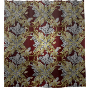 Elegant Floral Pattern Neutral Colours Gold Elemen Shower Curtain