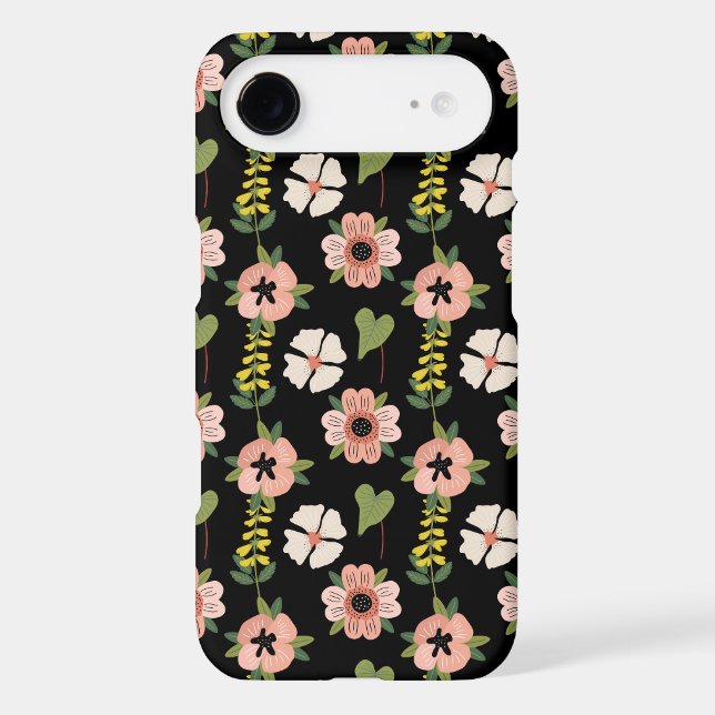 Elegant Floral Pattern on Black | Chic Botanical  (Back)