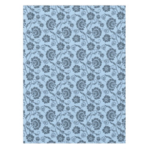 Elegant Floral Pattern on Light Blue Back Tablecloth