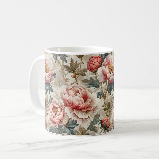 Elegant floral pattern. Pale pink peonies  Coffee Mug (Front Left)