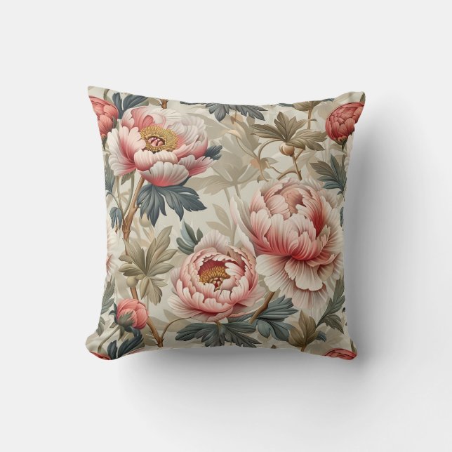 Elegant floral pattern. Pale pink peonies  Cushion (Front)