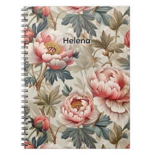 Elegant floral pattern. Pale pink peonies Notebook