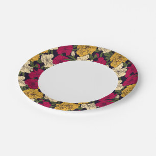 Elegant floral pattern paper plate
