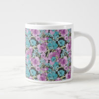 Elegant Floral Pattern Pink Purple Black Backgroun