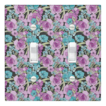Elegant Floral Pattern Pink Purple Black Backgroun
