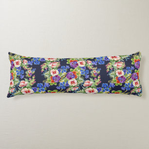 Elegant Floral Pattern Pink Yellow Blue Foliage Body Cushion