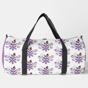 Elegant floral pattern purple violet grey red  duffle bag