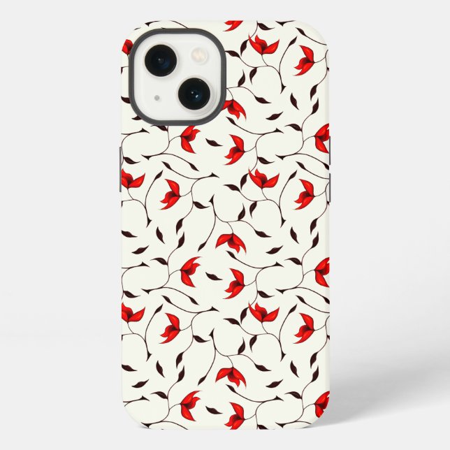 Elegant Floral Pattern Red Flowers iPhone Case (Back)