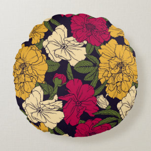 Elegant floral pattern round cushion