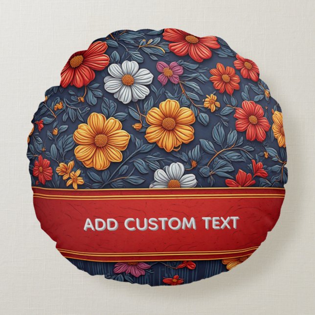 Elegant Floral Pattern Round Cushion (Front)