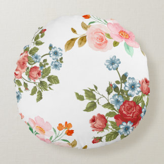 Elegant floral pattern round cushion