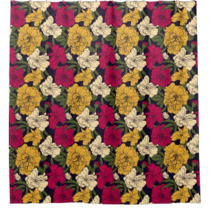 Elegant floral pattern shower curtain