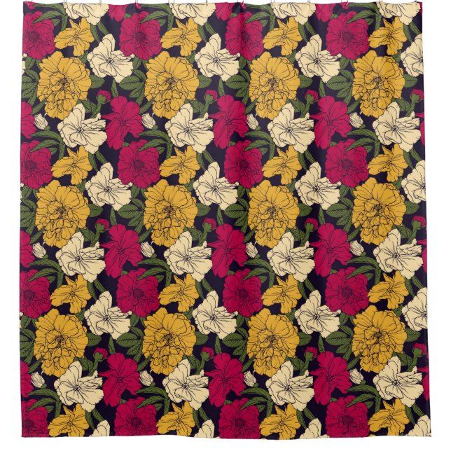 Elegant floral pattern shower curtain (Front)