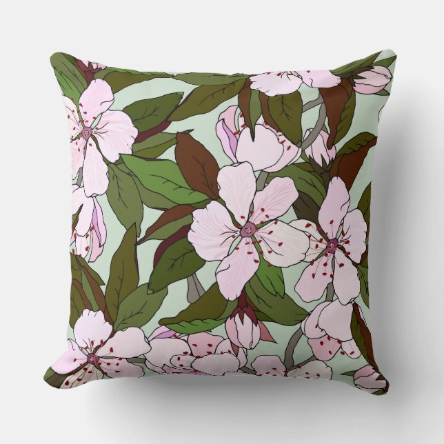 Elegant floral pattern spring garden greenery cute cushion (Front)