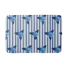 Elegant Floral Pattern Stripe Monochromatic Blue