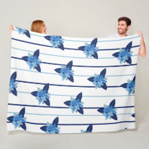 Elegant floral pattern stripe monochromatic blue