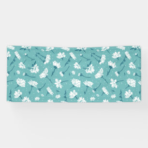 Elegant Floral Pattern - Teal & White Botanical Banner