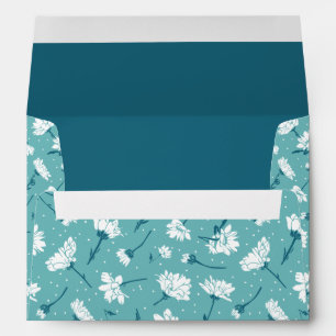 Elegant Floral Pattern - Teal & White Botanical Envelope