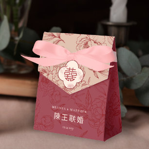 Elegant Floral Pattern Thank You Chinese Wedding  Favour Box
