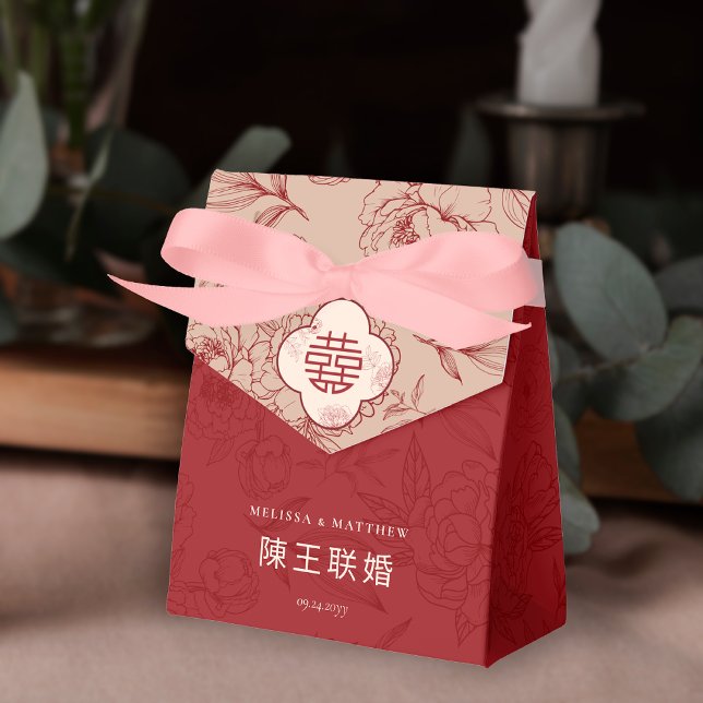 Elegant Floral Pattern Thank You Chinese Wedding  Favour Box (Elegant Floral Pattern Thank You Chinese Wedding Favor Box)