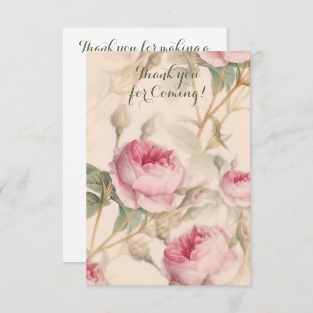 Elegant Floral Pattern Thank You for Coming Card (Front/Back)