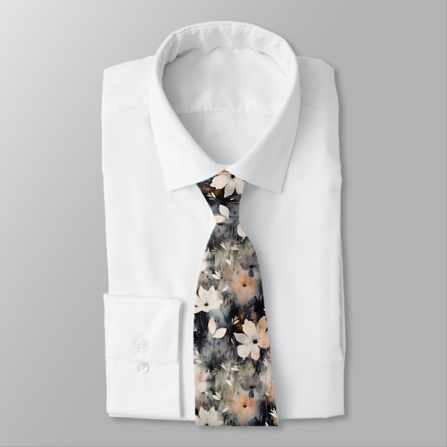 Elegant Floral Pattern Trendy Botanical Tie (Tied)