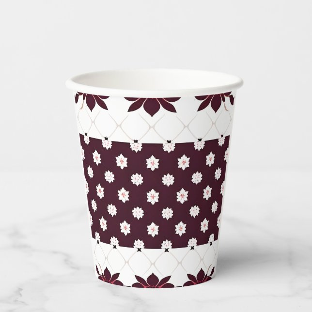 Elegant Floral Pattern with Lotus and Blossom Paper Cups (Front)