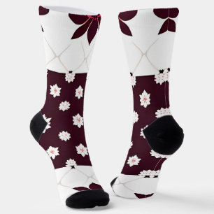 Elegant Floral Pattern with Lotus and Blossom Socks