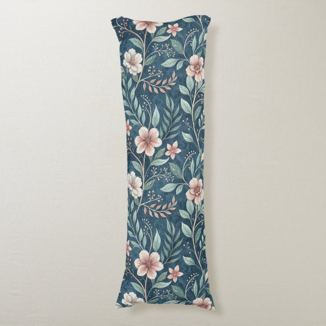 Elegant Floral Pattern with Pink & Cream Blossoms Body Cushion (Front Vertical)