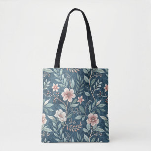 Elegant Floral Pattern with Pink & Cream Blossoms Tote Bag