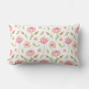 Elegant Floral Pattern with Pink Peonies and Lilie Lumbar Cushion