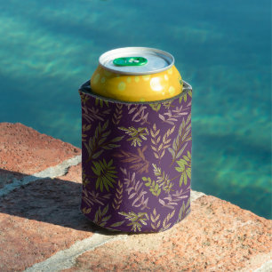 Elegant Floral Pattern with Red and Blue Leaves Ca Can Cooler