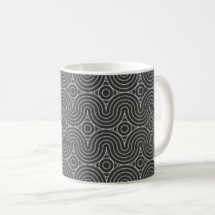 Elegant Floral Pattern with Red and Blue Leaves Co Coffee Mug