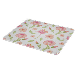 Elegant Floral Pattern with Red and Blue Leaves Cu Cutting Board