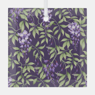 Elegant Floral Pattern with Red and Blue Leaves Gl Glass Tree Decoration