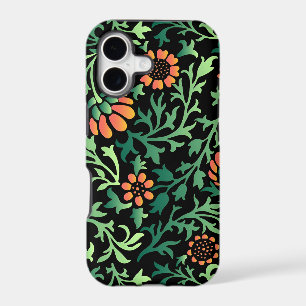 Elegant Floral Pattern with Red and Blue Leaves iP