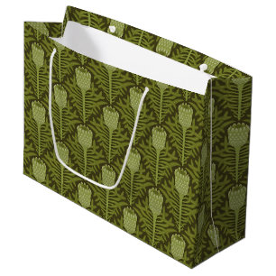 Elegant Floral Pattern with Red and Blue Leaves La Large Gift Bag