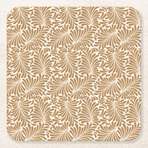 Elegant Floral Pattern with Red and Blue Leaves Sq Square Paper Coaster