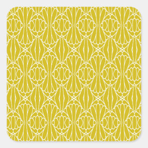 Elegant Floral Pattern with Red and Blue Leaves Sq Square Sticker