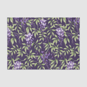 Elegant Floral Pattern with Red and Blue Leaves Ti Tissue Paper