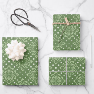 Elegant Floral Pattern with Red and Blue Leaves Wr Wrapping Paper Sheet