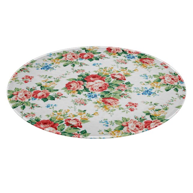 Elegant Floral Pattern with Rose Design Element Cutting Board (Corner)